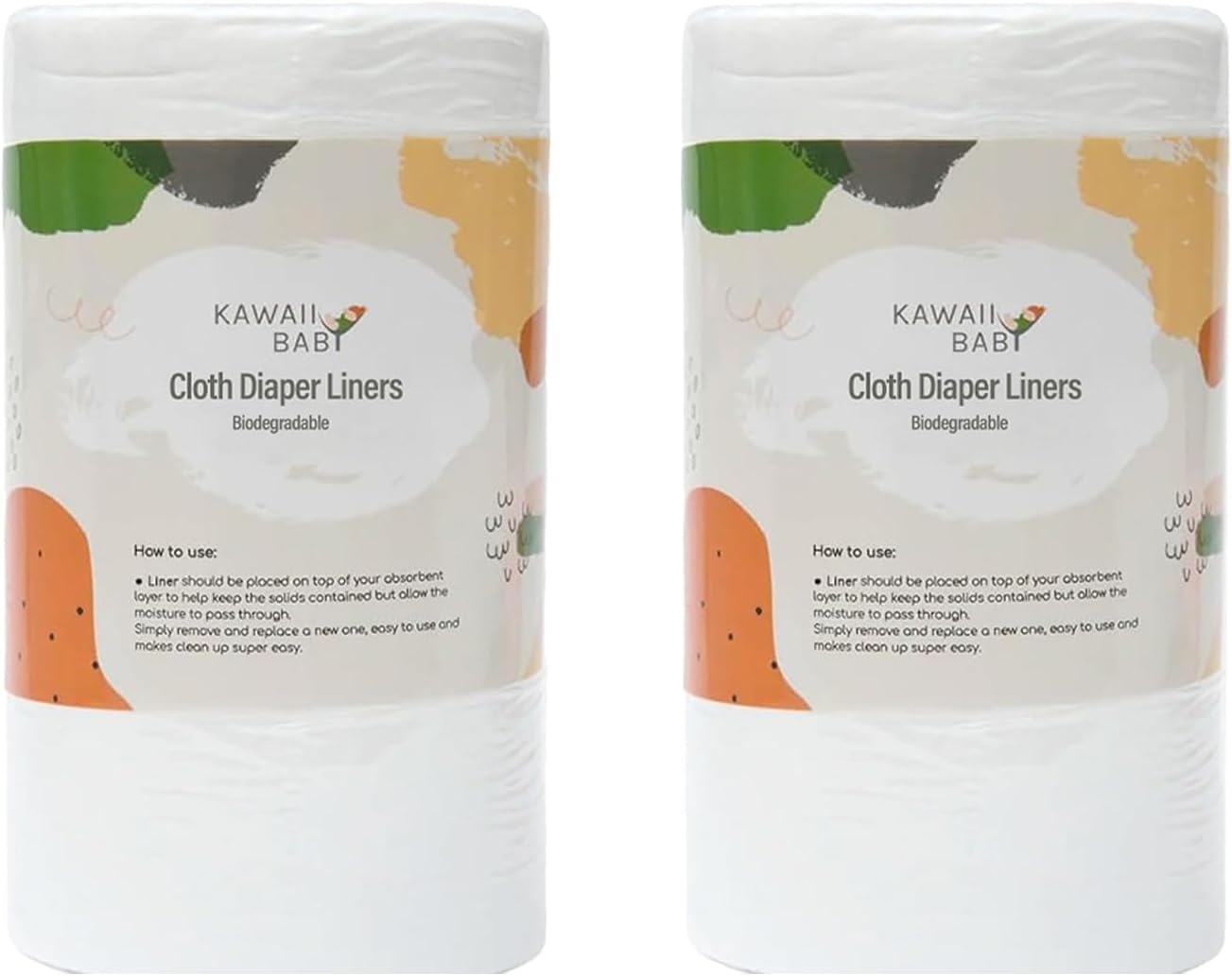 KaWaii Baby Cloth Diaper Liners Biodegradable Unscented Nappy Liner Rolls, SGS Certified 11 X 7”, 100 Sheets/Roll - Pack of 4 Rolls - Image 6